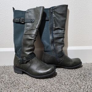 Earth Origins Penelope Tall Riding Boots Leather Size 7.5W Wide Shaft Moss Green